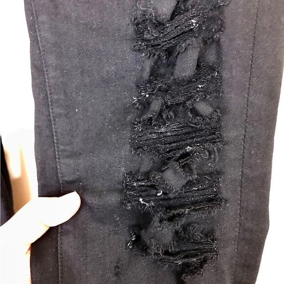 Frame Le Skinny Black Highly Distressed Busted Knee Jeans Size 26 - Picture 11 of 11